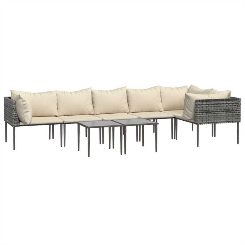 Afuera Living 8 Piece Poly Rattan Medium Garden Lounge Set in Gray/Beige