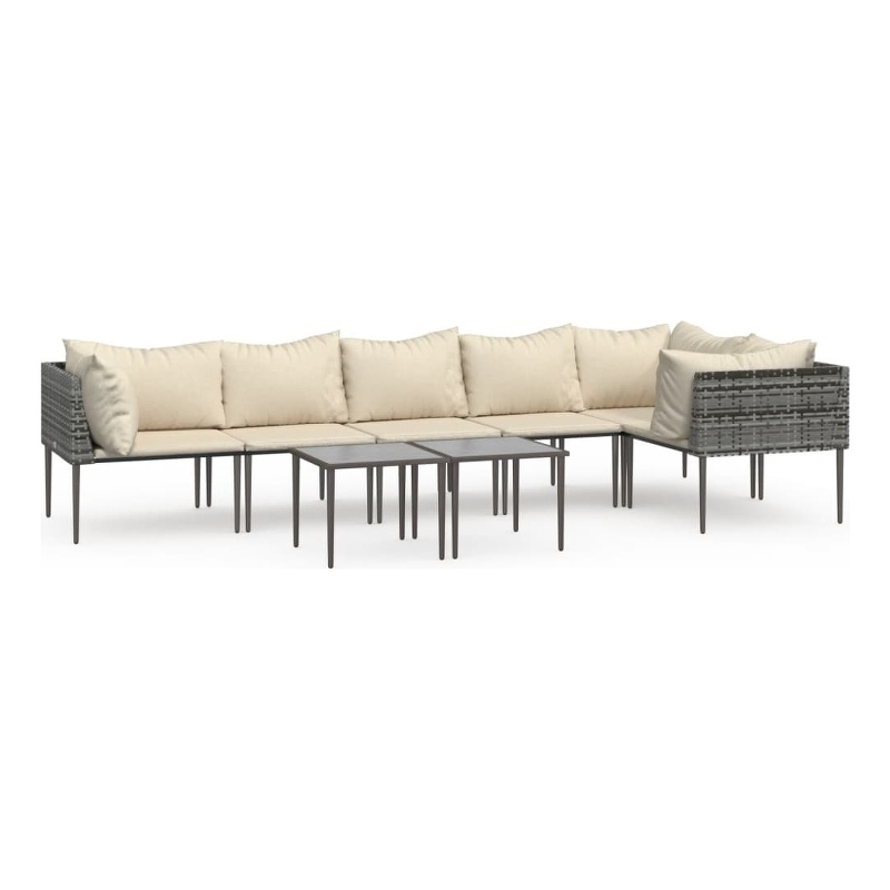 Afuera Living 8 Piece Poly Rattan Medium Garden Lounge Set in Gray/Beige