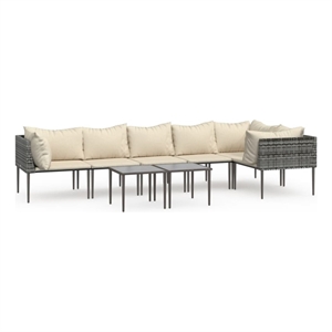 Afuera Living 8 Piece Poly Rattan Medium Garden Lounge Set in Gray/Beige