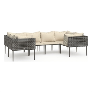 Afuera Living 6 Piece Steel Large Garden Lounge Set in Gray/Beige