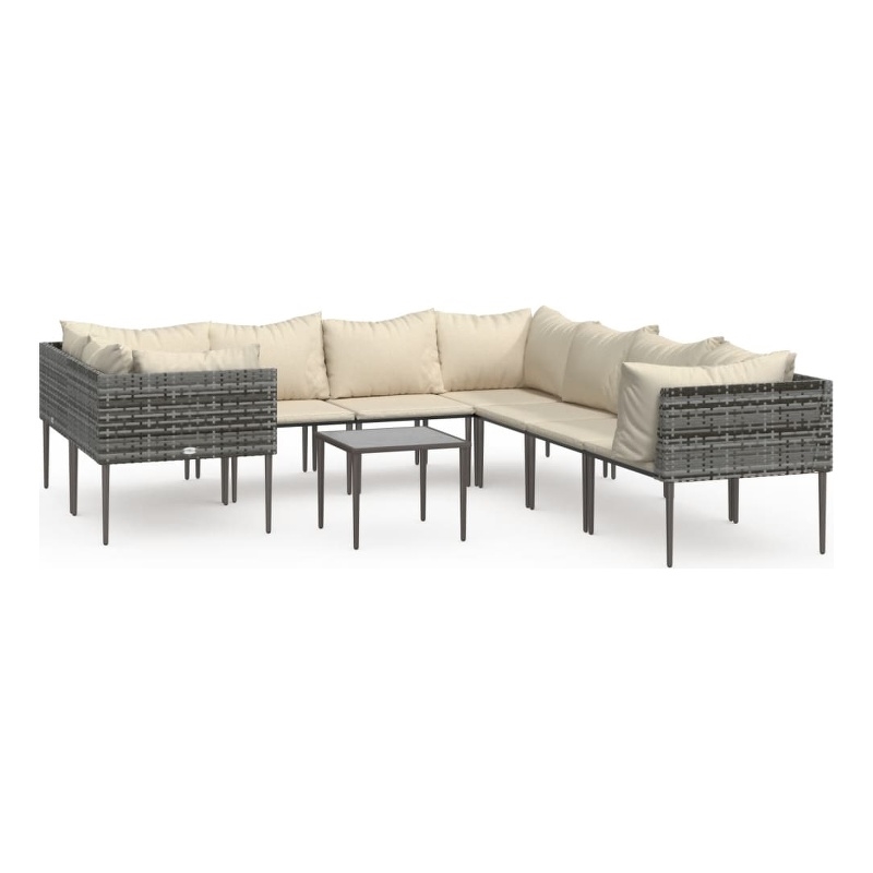 Afuera Living 9 Piece Poly Rattan Large Garden Lounge Set in Gray/Beige