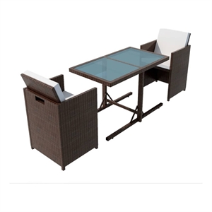 Afuera Living Contemporary 3 Piece Steel Furniture Set in Brown/Cream