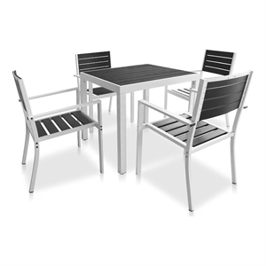 Afuera Living Contemporary Metal Patio Dining Set in Black/White