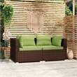 Afuera Living Contemporary Synthetic Poly Rattan Sofa in Green/Brown