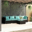 Afuera Living 5 Piece Poly Rattan Garden Lounge Set in Black