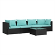 Afuera Living 5 Piece Poly Rattan Garden Lounge Set in Black