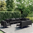 Afuera Living Contemporary 8 Piece Poly Rattan Garden Lounge Set in Gray
