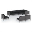 Afuera Living Contemporary 8 Piece Poly Rattan Garden Lounge Set in Gray