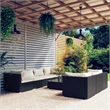 Afuera Living Contemporary 8 Piece Poly Rattan Lounge Set in Black