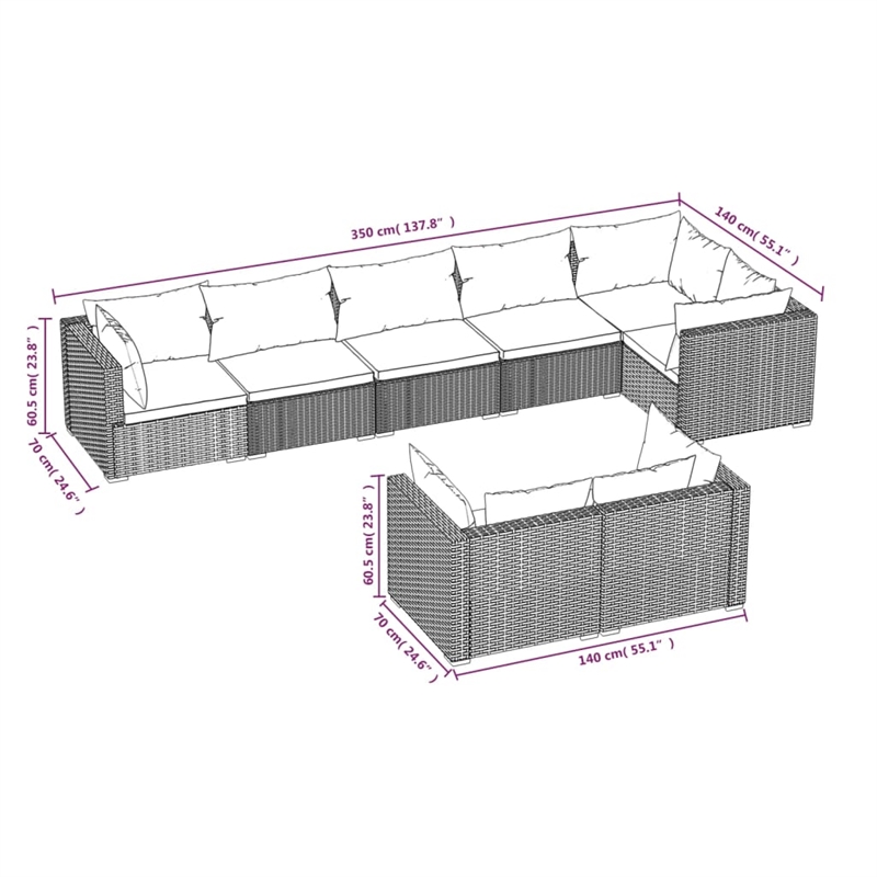 Afuera Living 8 Piece Poly Rattan Garden Lounge Set in Green/Brown
