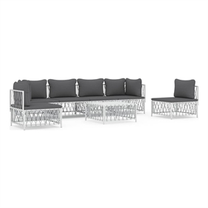 Afuera Living Contemporary 7 Piece Steel Garden Lounge Set in White/Gray