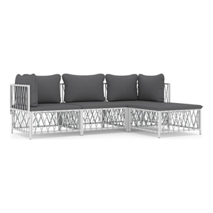 Afuera Living Contemporary Steel Garden Lounge Set in White/Gray