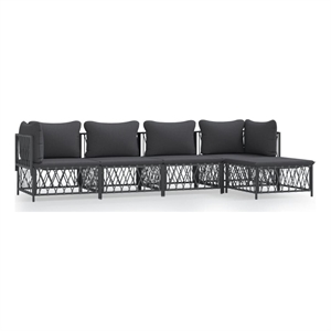 Afuera Living Contemporary 5 Piece Steel Garden Lounge Set in Anthracite