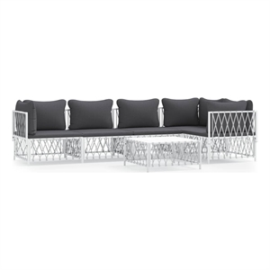 Afuera Living Contemporary 6 Piece Steel Garden Lounge Set in White/Gray