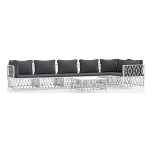 Afuera Living Contemporary 7 Piece Steel Garden Lounge Set in White
