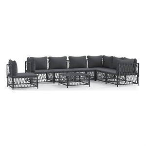 Afuera Living Contemporary 8 Piece Steel Garden Lounge Set in Anthracite