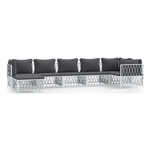 Afuera Living Contemporary 7 Piece Steel Garden Lounge Set in White/Gray