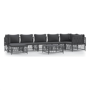 Afuera Living Contemporary 8 Piece Steel Garden Lounge Set in Anthracite