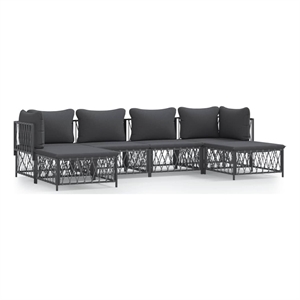 Afuera Living Contemporary 6 Piece Steel Garden Lounge Set in Anthracite