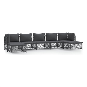 Afuera Living Contemporary 7 Piece Steel Garden Lounge Set in Anthracite