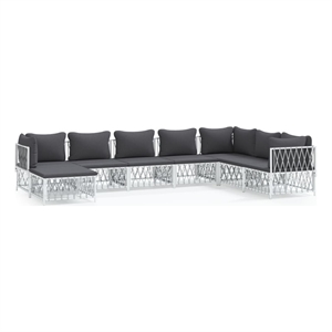 Afuera Living Contemporary Metal Garden Lounge Set in White/Gray