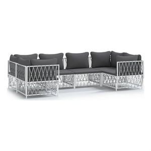 Afuera Living Contemporary 6 Piece Steel Garden Lounge Set in White/Gray
