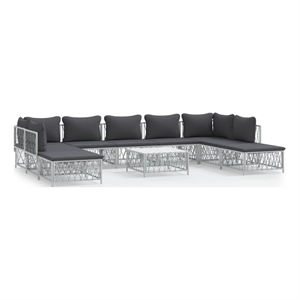 Afuera Living 10 Piece Steel Small Garden Lounge Set in White