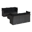 Afuera Living Contemporary 7 Piece Poly Rattan Patio Sofa Set in Black