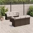 Afuera Living 7 Piece Poly Rattan Patio Sofa Set in Brown/Cream