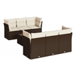 Afuera Living 7 Piece Poly Rattan Patio Sofa Set in Brown/Cream
