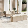 Afuera Living Contemporary Synthetic Poly Rattan 8 Piece  Sofa Set in Beige