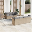 Afuera Living Contemporary 8 Piece Poly Rattan Sofa Set in Gray/Beige