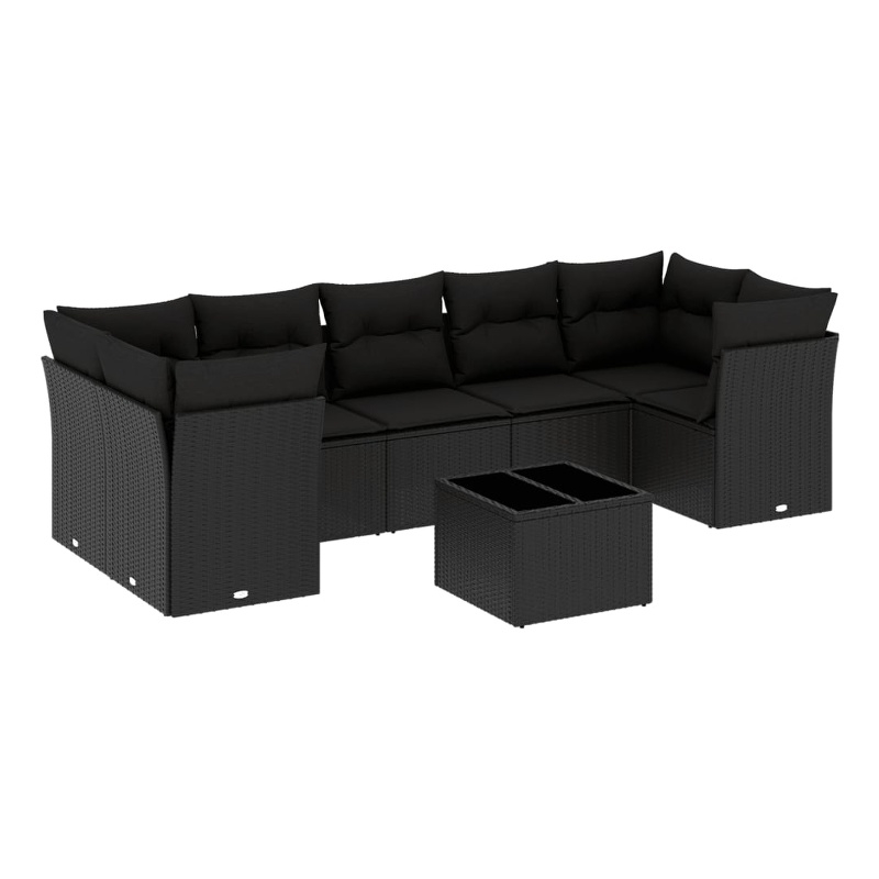 Afuera Living Contemporary 8 Piece Poly Rattan Sofa Set in Black