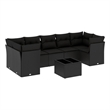 Afuera Living Contemporary 8 Piece Poly Rattan Sofa Set in Black