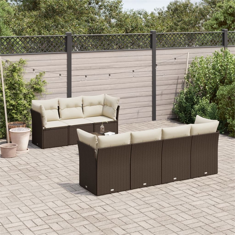 Afuera Living Contemporary 8 Piece Poly Rattan Patio Sofa Set