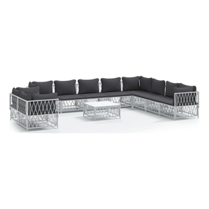 Afuera Living 11 Piece Steel Garden Lounge Set in White/Gray