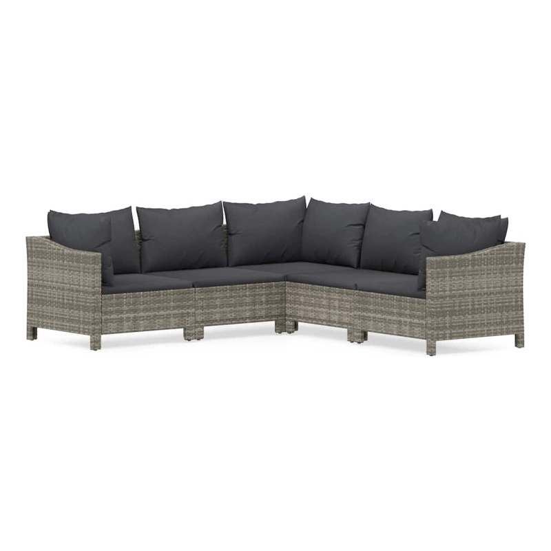 Afuera Living 5 Piece Poly Rattan Large Garden Lounge Set in Gray