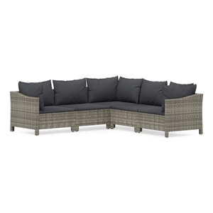 Afuera Living 5 Piece Poly Rattan Large Garden Lounge Set in Gray