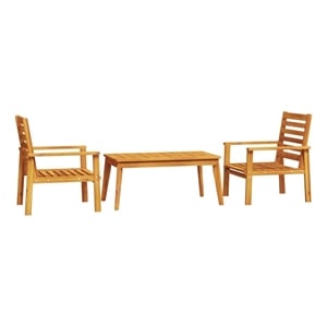 Afuera Living Solid Acacia Wood Medium Garden Lounge Set in Natural