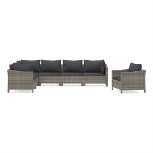 Afuera Living Contemporary 7 Piece Steel Garden Lounge Set in Gray