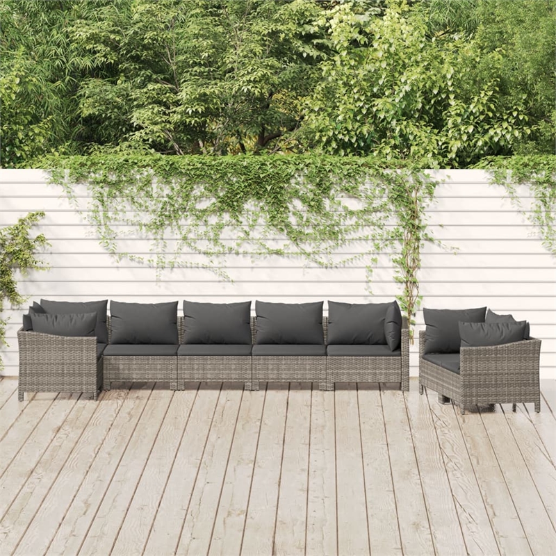 Afuera Living 8 Piece Poly Rattan Small Garden Lounge Set in Gray