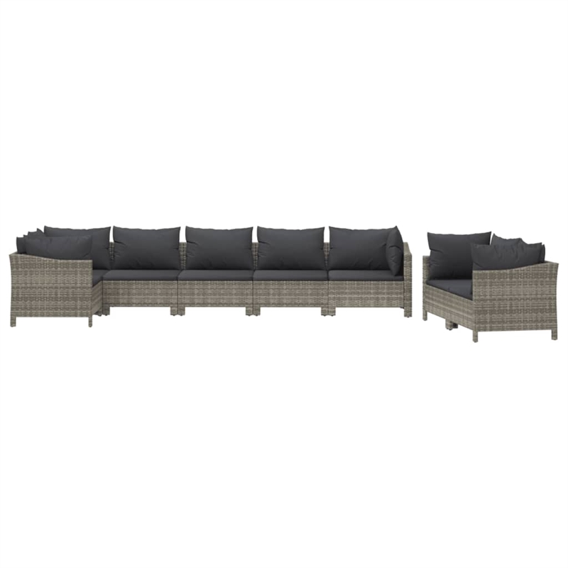 Afuera Living 8 Piece Poly Rattan Small Garden Lounge Set in Gray