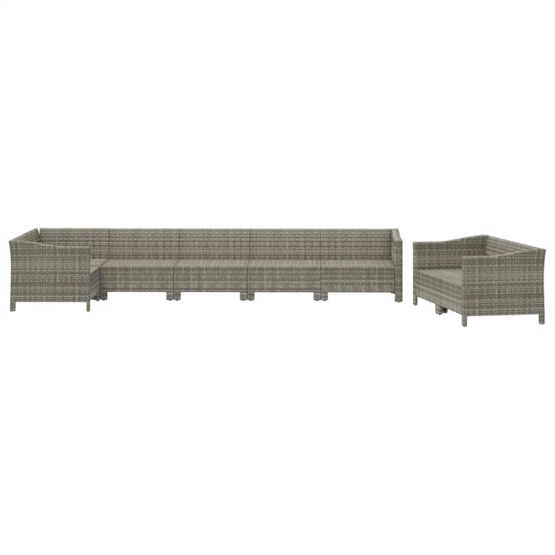 Afuera Living 8 Piece Poly Rattan Small Garden Lounge Set in Gray