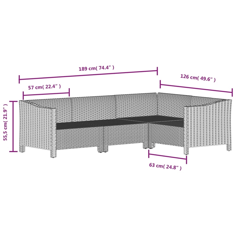 Afuera Living 8 Piece Poly Rattan Small Garden Lounge Set in Gray