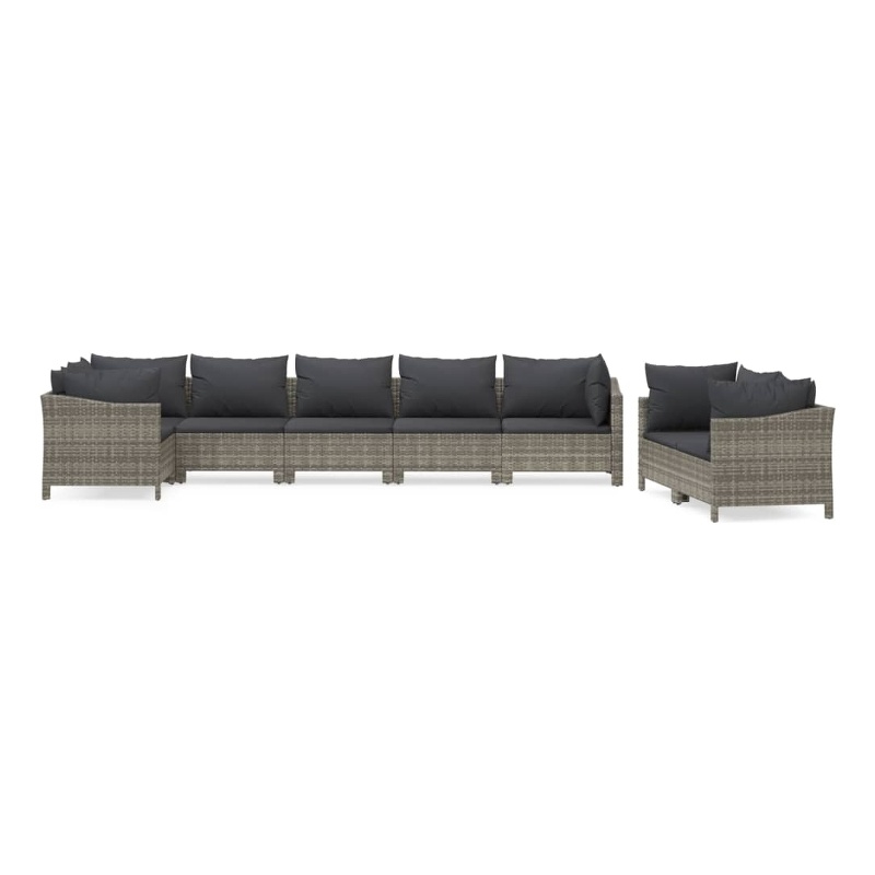 Afuera Living 8 Piece Poly Rattan Small Garden Lounge Set in Gray