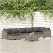 Afuera Living Contemporary 8 Piece Poly Rattan Garden Lounge Set in Gray