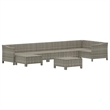 Afuera Living Contemporary 8 Piece Poly Rattan Garden Lounge Set in Gray