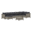 Afuera Living Contemporary 8 Piece Poly Rattan Garden Lounge Set in Gray