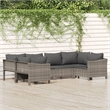 Afuera Living Contemporary 6 Piece Poly Rattan Garden Lounge Set in Gray