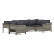 Afuera Living Contemporary 6 Piece Poly Rattan Garden Lounge Set in Gray